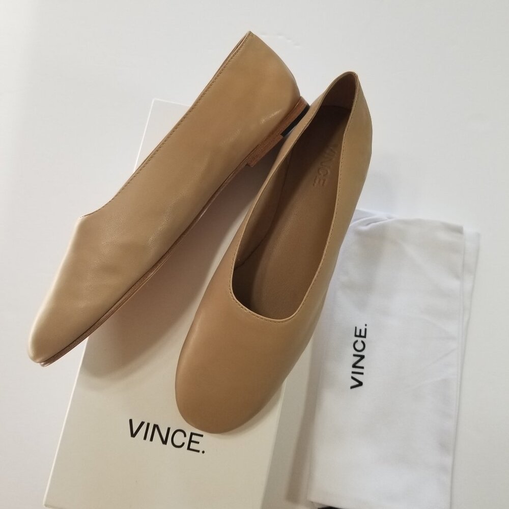 NIB‎ Vince Maxwell Italian Leather Ballet Flat Glove Shoes in Sand $225